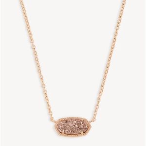 Elisa Rose Gold Extended Length Pendant Necklace in Rose Gold Drusy